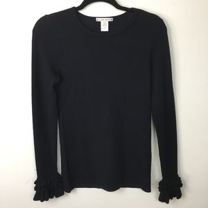 Nanette Lepore Black Sweater Ruffle Sleeve